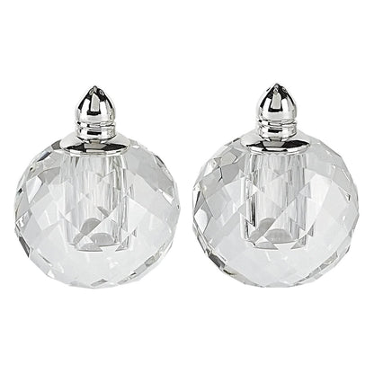 Set of Two Clear And Silver Crystal Geometric Pepper Shakers - Loft&Timber