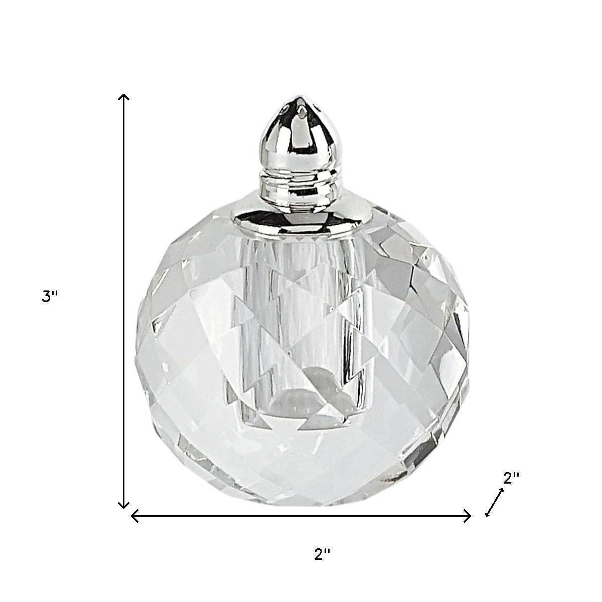 Set of Two Clear And Silver Crystal Geometric Pepper Shakers - Loft&Timber