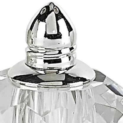 Set of Two Clear And Silver Crystal Geometric Pepper Shakers - Loft&Timber