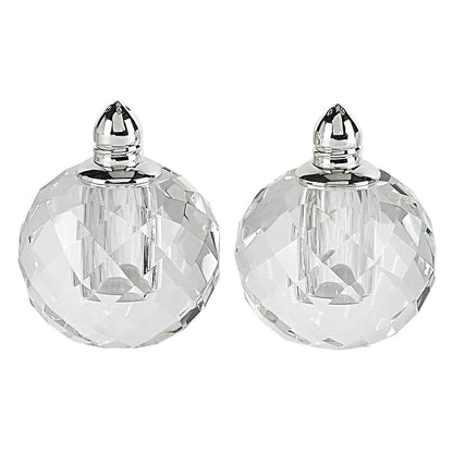 Set of Two Clear And Silver Crystal Geometric Pepper Shakers - Loft&Timber