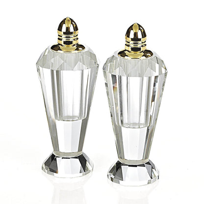 Set of Two Clear And Gold Crystal Geometric Pepper Shakers - Loft&Timber