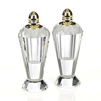 Set of Two Clear And Gold Crystal Geometric Pepper Shakers - Loft&Timber