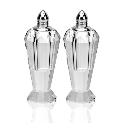 Set of Two Clear And Silver Crystal Geometric Pepper Shakers - Loft&Timber