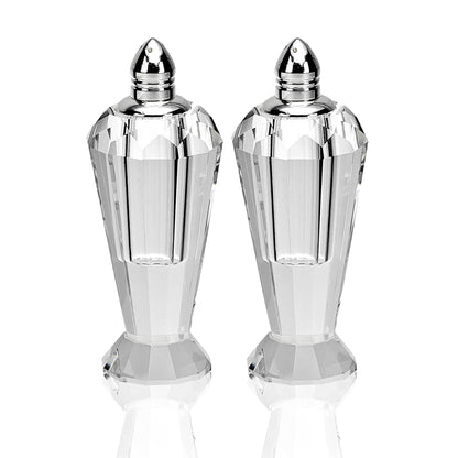 Set of Two Clear And Silver Crystal Geometric Pepper Shakers - Loft&Timber