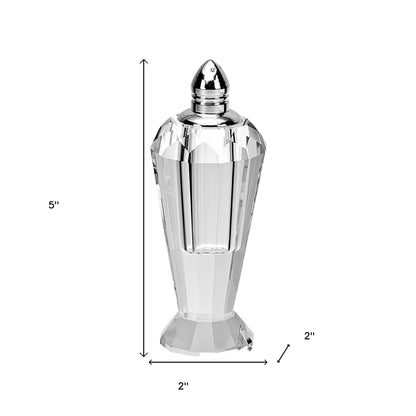 Set of Two Clear And Silver Crystal Geometric Pepper Shakers - Loft&Timber