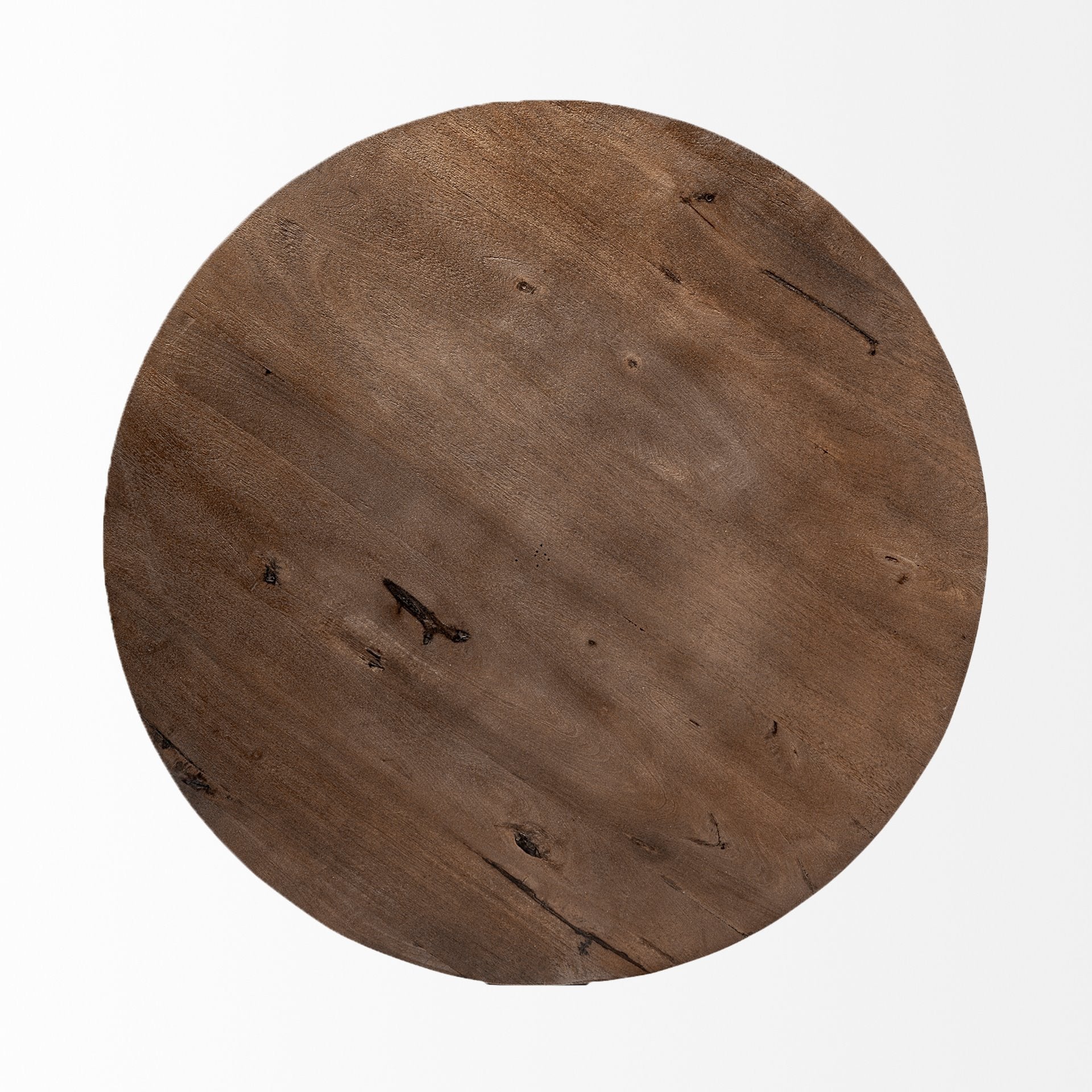 41" Brown and Black Solid Wood and Metal Round Coffee Table - Loft&Timber