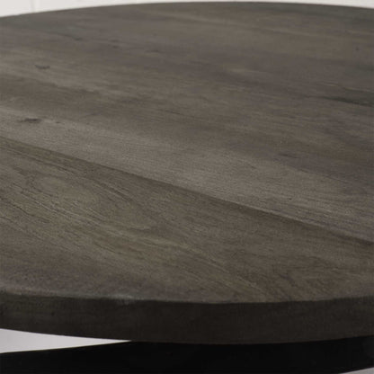41" Brown and Black Solid Wood and Metal Round Coffee Table - Loft&Timber