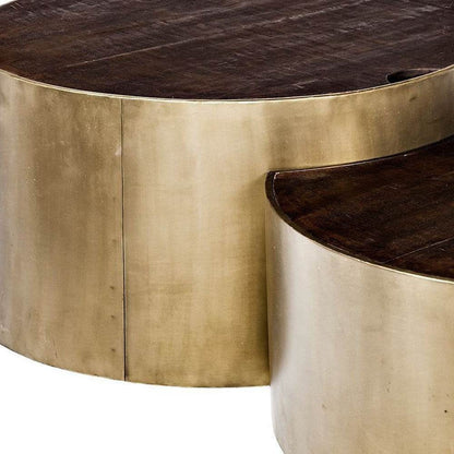Brown Wood Round Nested Coffee Tables - Loft&Timber