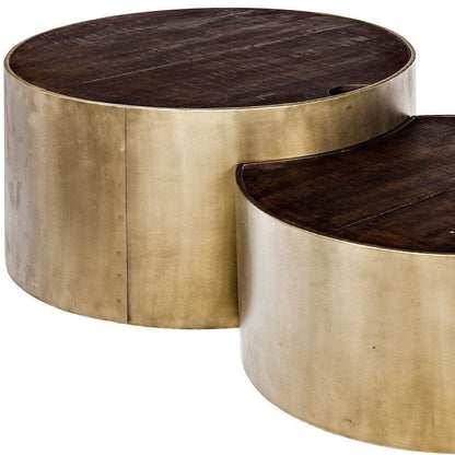 Brown Wood Round Nested Coffee Tables - Loft&Timber