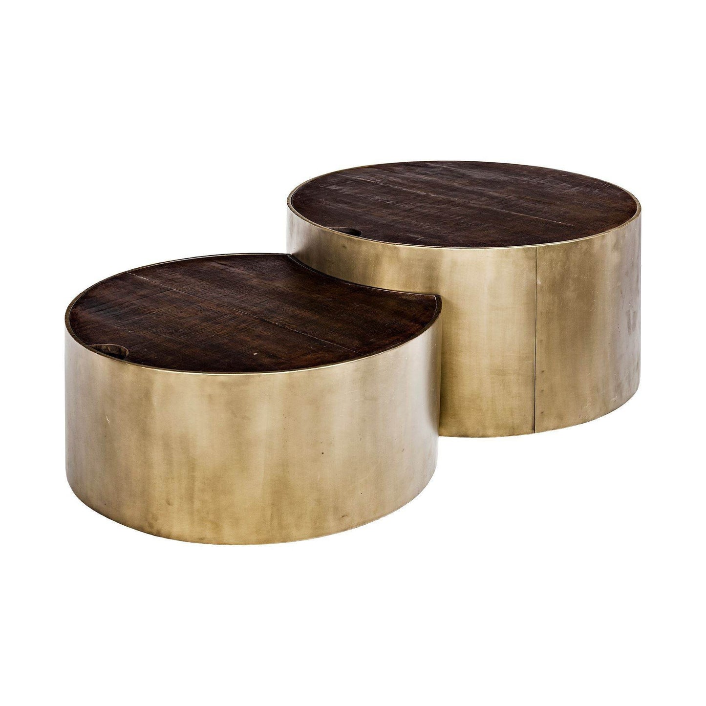 Brown Wood Round Nested Coffee Tables - Loft&Timber