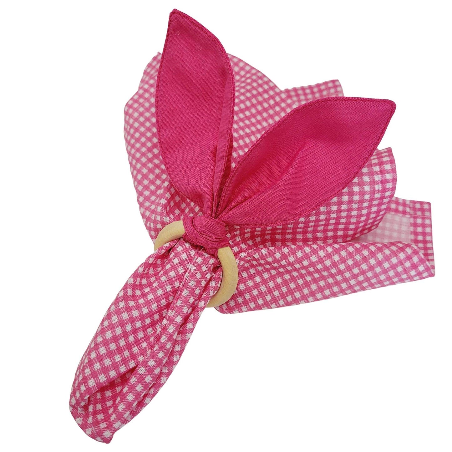Maison Charlo | Easter Set of 4 Rose Pink Bunny Ears Napkin Rings | Dining Table Decor - Loft&Timber