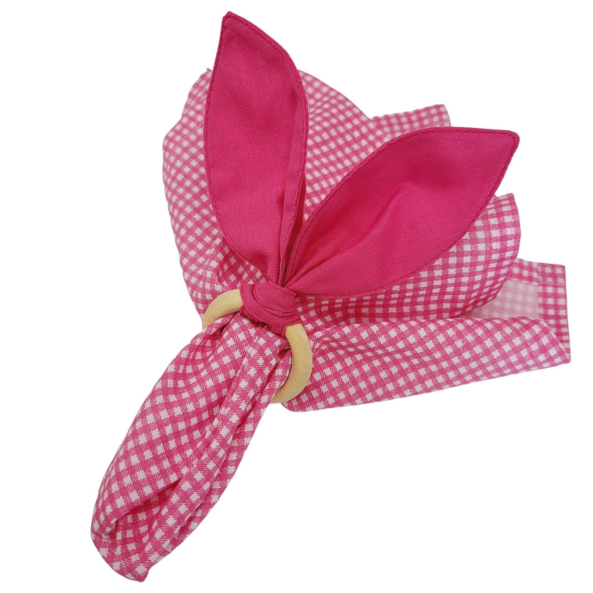Maison Charlo | Easter Set of 4 Rose Pink Bunny Ears Napkin Rings | Dining Table Decor - Loft&Timber