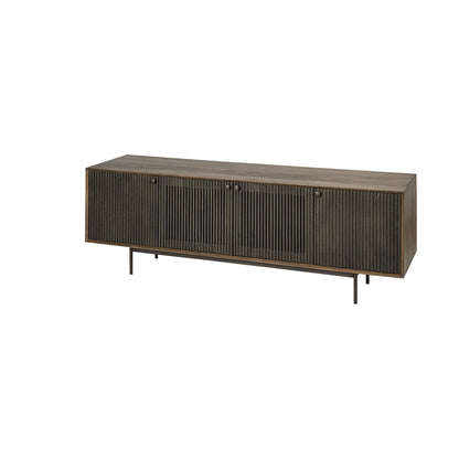 20" Brown Solid Wood Cabinet Enclosed Storage TV Stand-2