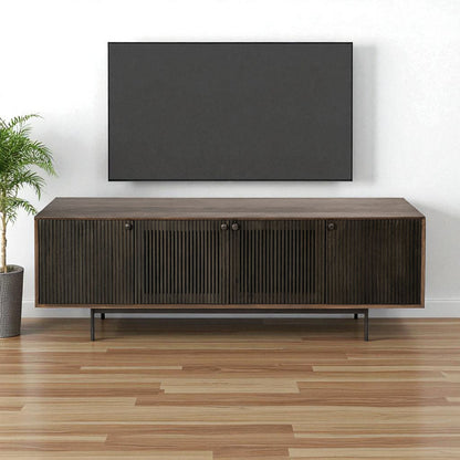 20" Brown Solid Wood Cabinet Enclosed Storage TV Stand-0