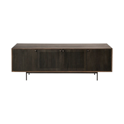 20" Brown Solid Wood Cabinet Enclosed Storage TV Stand-1