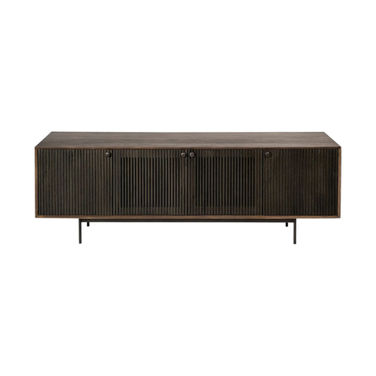 20" Brown Solid Wood Cabinet Enclosed Storage TV Stand-1