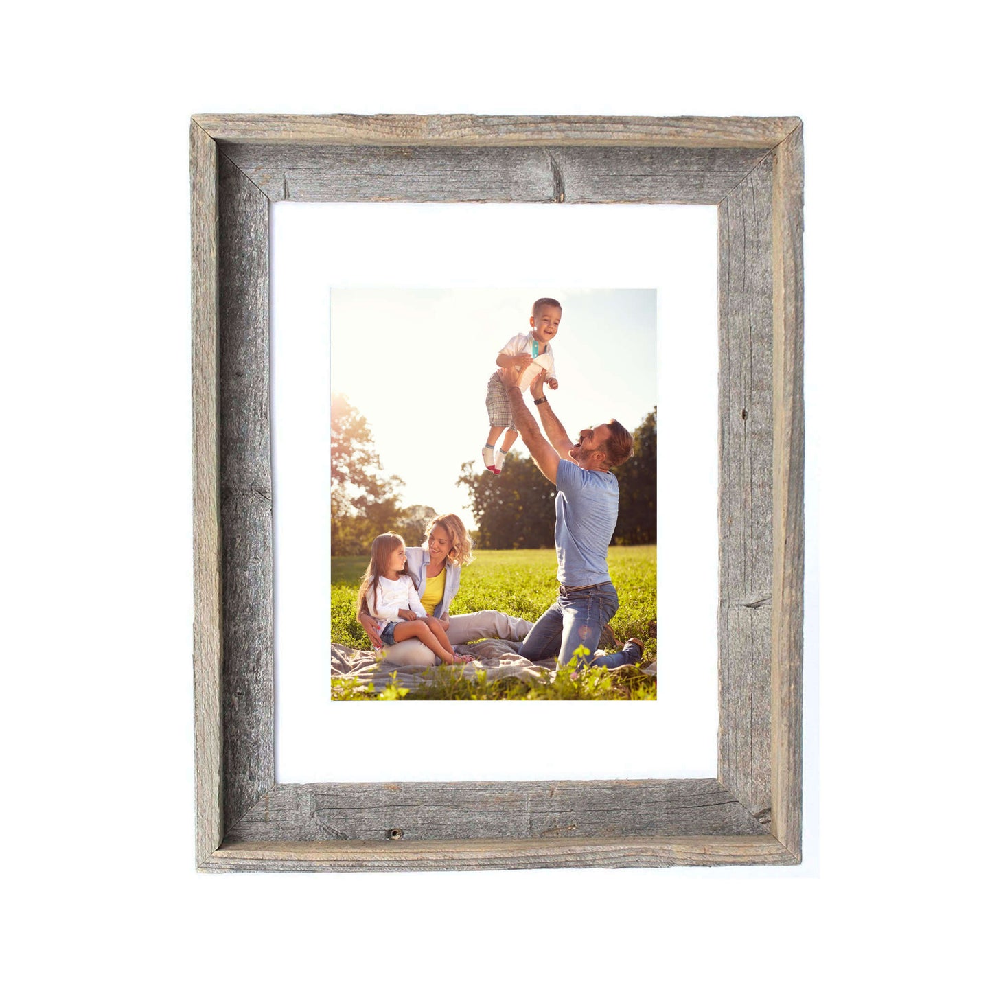 16" x 20" Gray And Brown Distressed Solid Wood Hanging Picture Frame with Mat - Loft&Timber
