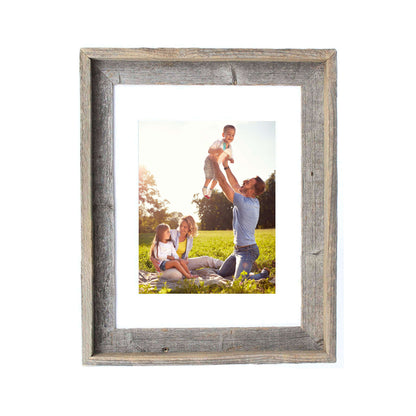 16" x 20" Gray And Brown Distressed Solid Wood Hanging Picture Frame with Mat - Loft&Timber
