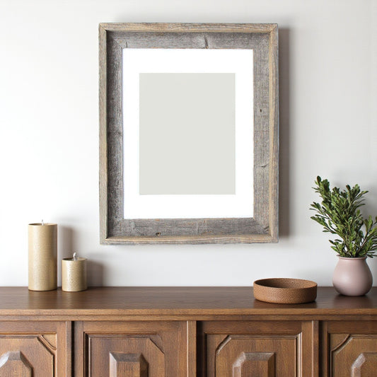 16" x 20" Gray And Brown Distressed Solid Wood Hanging Picture Frame with Mat - Loft&Timber