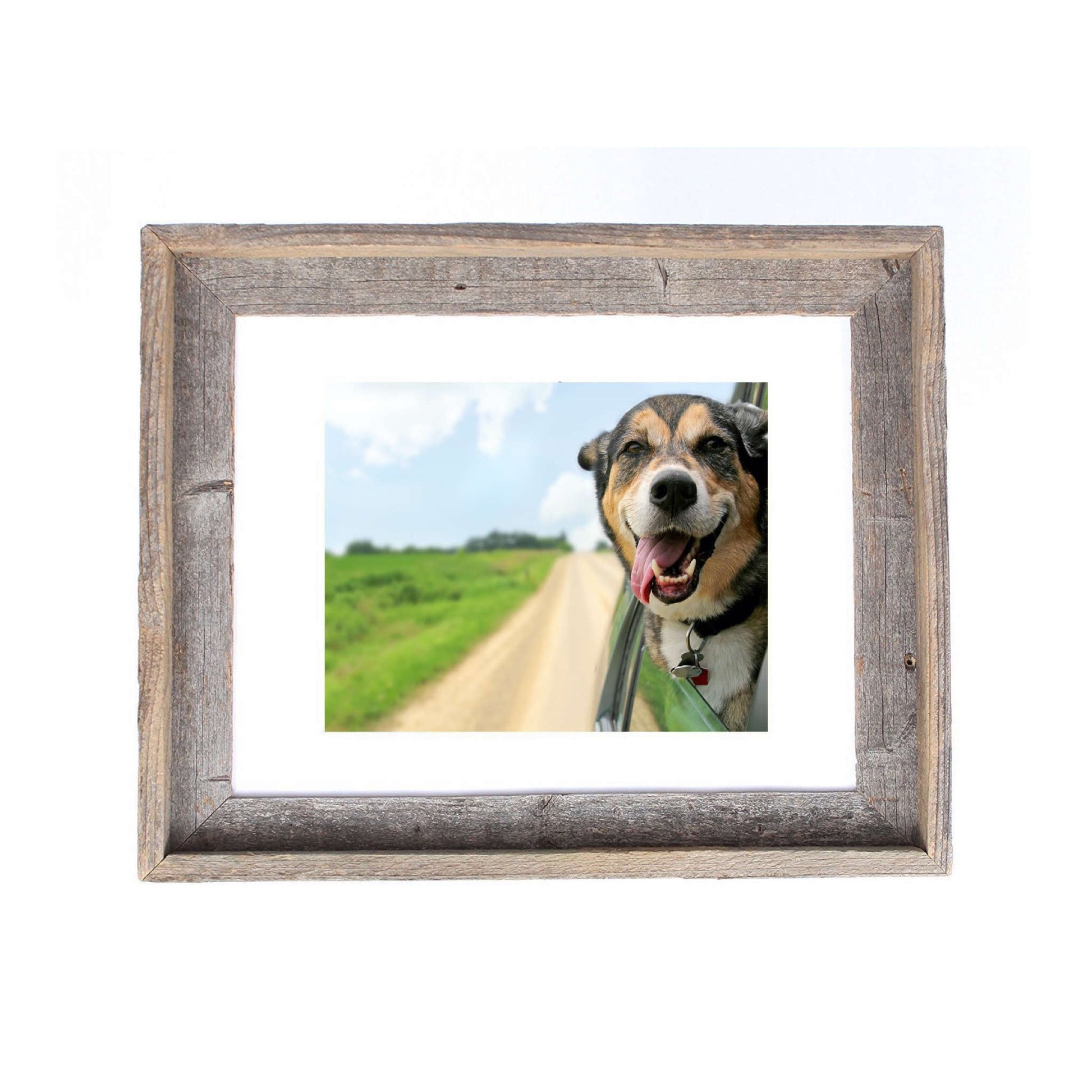 16" x 20" Gray And Brown Distressed Solid Wood Hanging Picture Frame with Mat - Loft&Timber