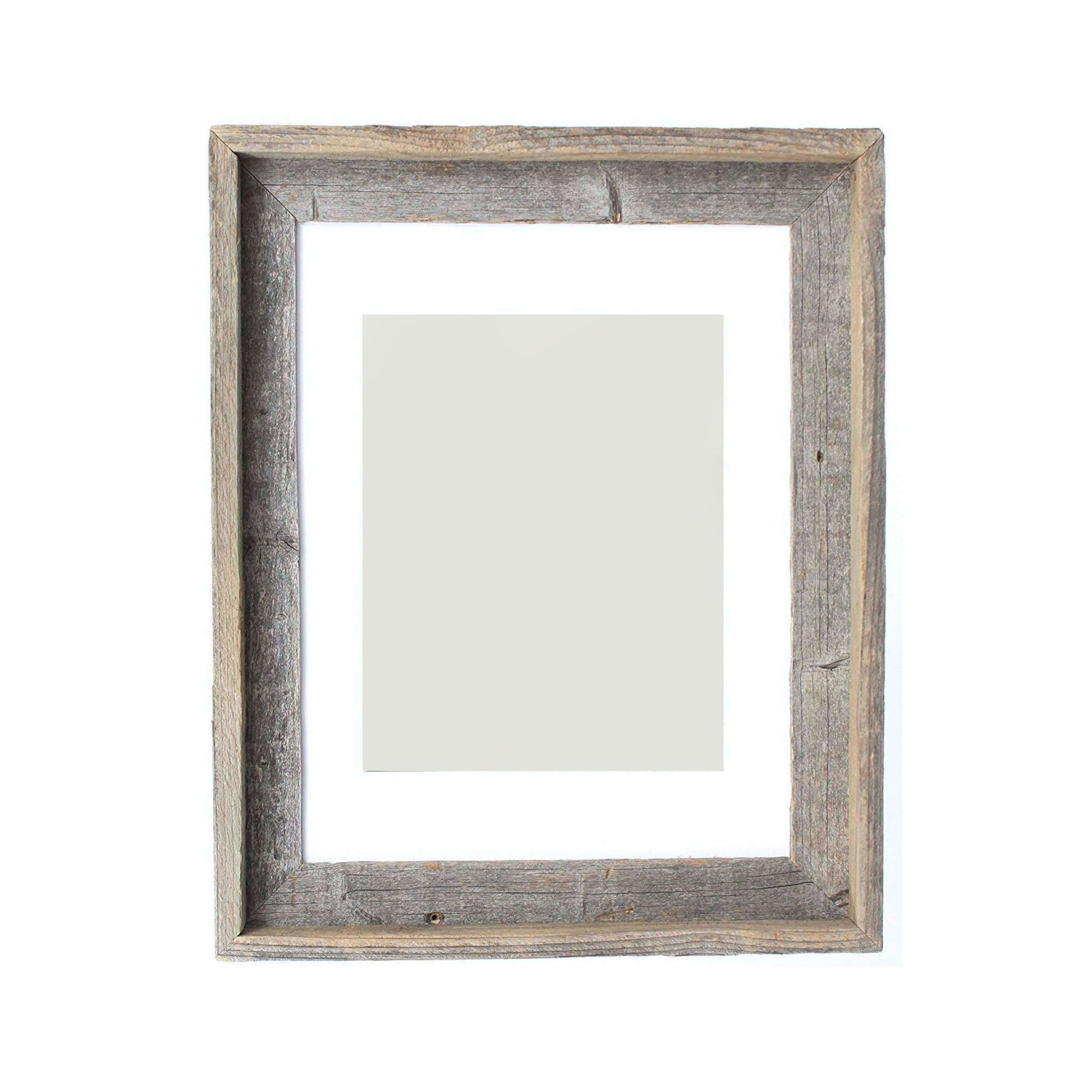 16" x 20" Gray And Brown Distressed Solid Wood Hanging Picture Frame with Mat - Loft&Timber