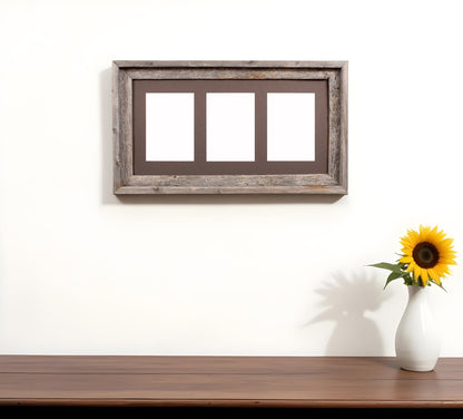 5" x 7" Gray Solid Wood Hanging Picture Frame with Mat - Loft&Timber