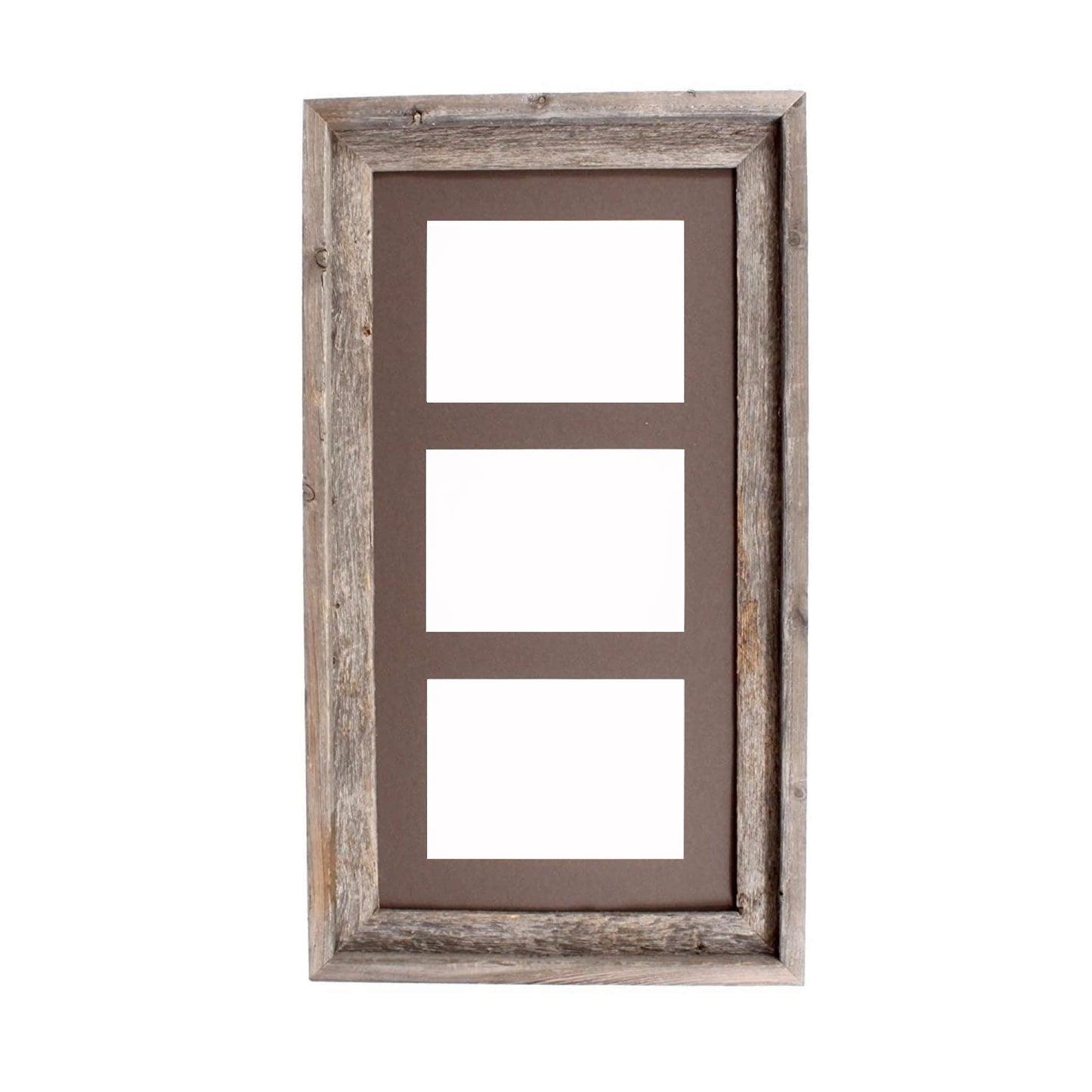 5" x 7" Gray Solid Wood Hanging Picture Frame with Mat - Loft&Timber
