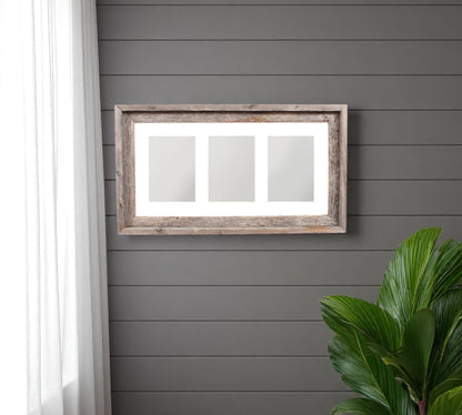 5" x 7" Natural Distressed Reclaimed Wood Hanging Picture Frame with Mat - Loft&Timber