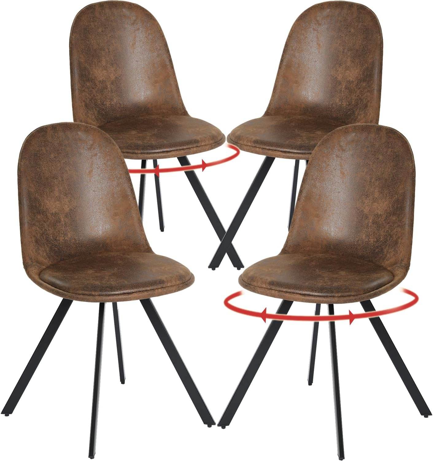 Swivel Dining Chairs Set of 4 in Brown - Loft&Timber