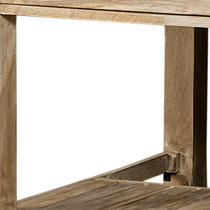32" Natural Solid Wood Rolling Kitchen Island With Storage - Loft&Timber