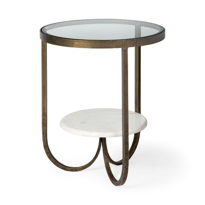 24" White Glass Round End Table - Loft&Timber