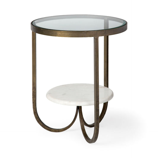 24" White Glass Round End Table - Loft&Timber