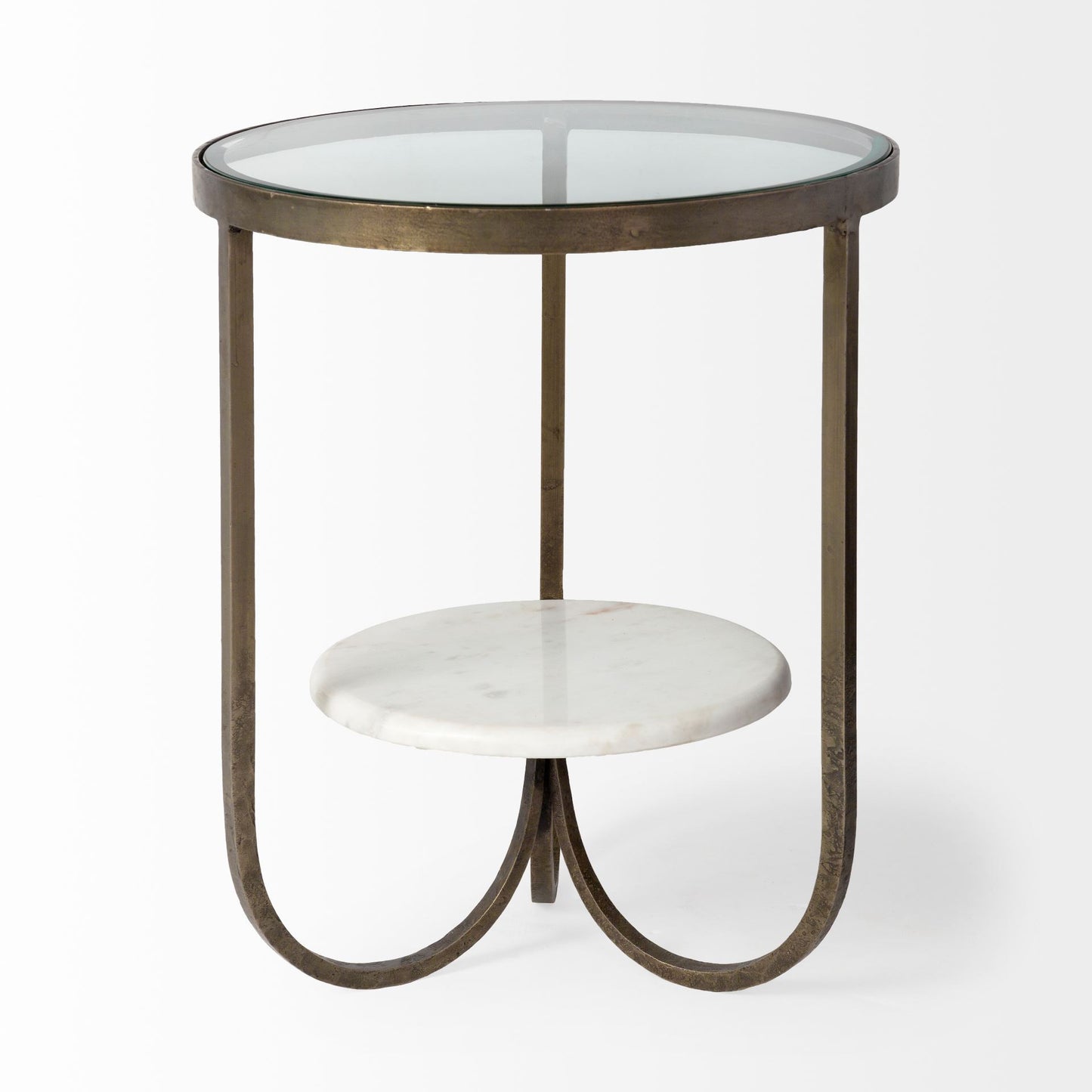 24" White Glass Round End Table - Loft&Timber