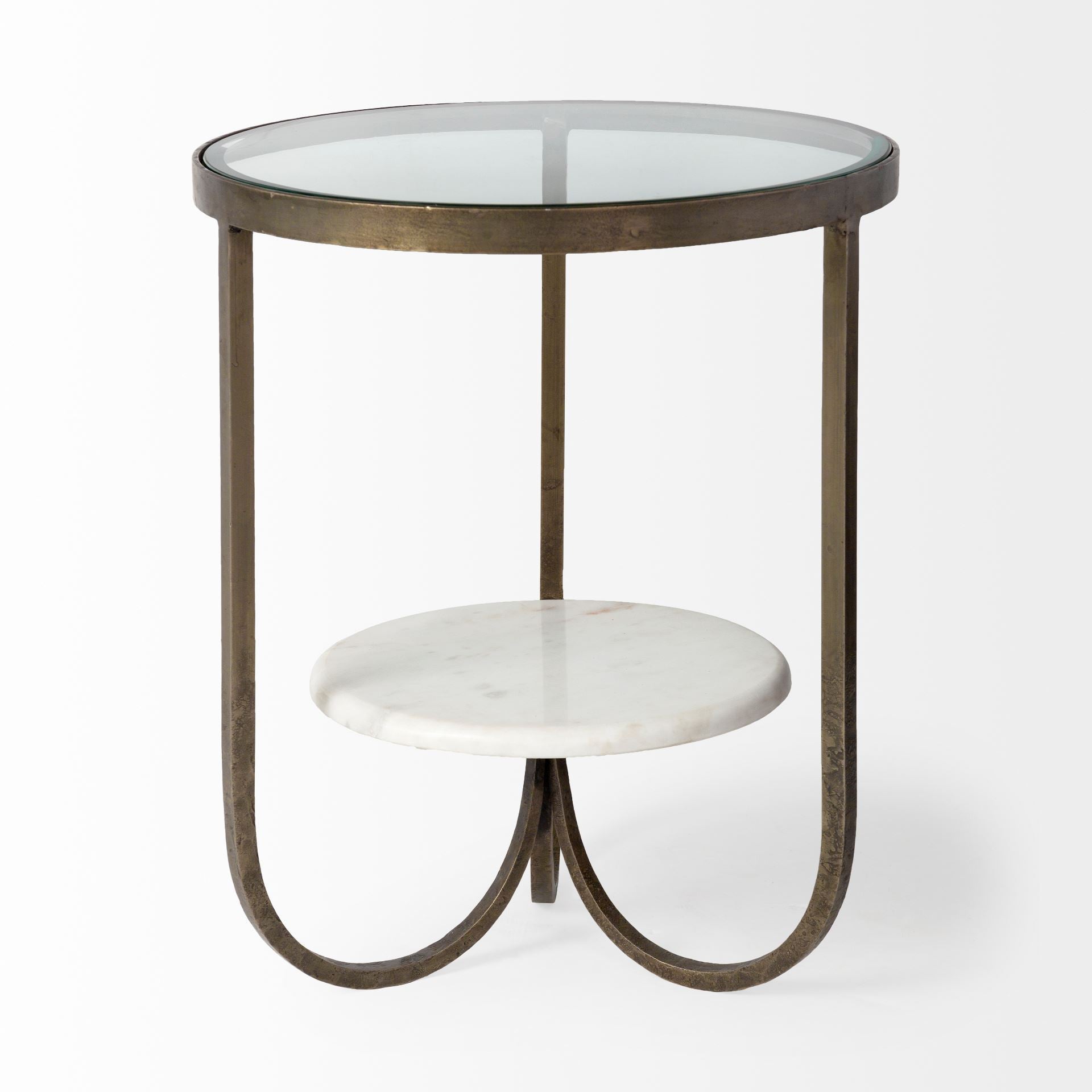 24" White Glass Round End Table - Loft&Timber