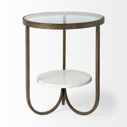 24" White Glass Round End Table - Loft&Timber