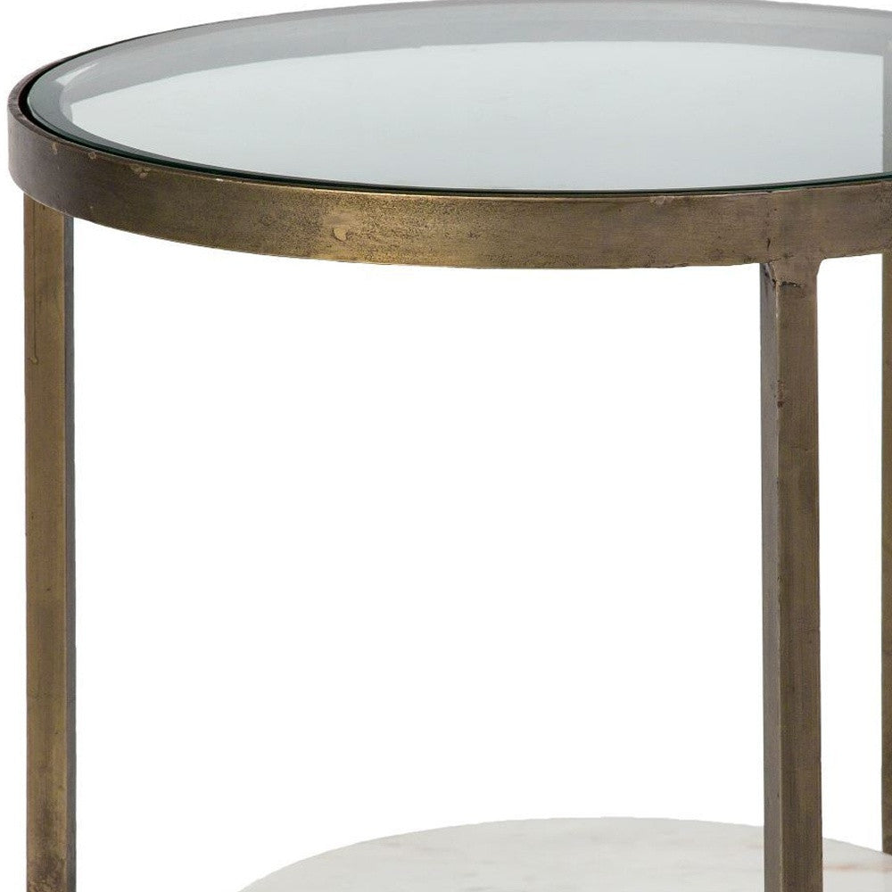 24" White Glass Round End Table - Loft&Timber