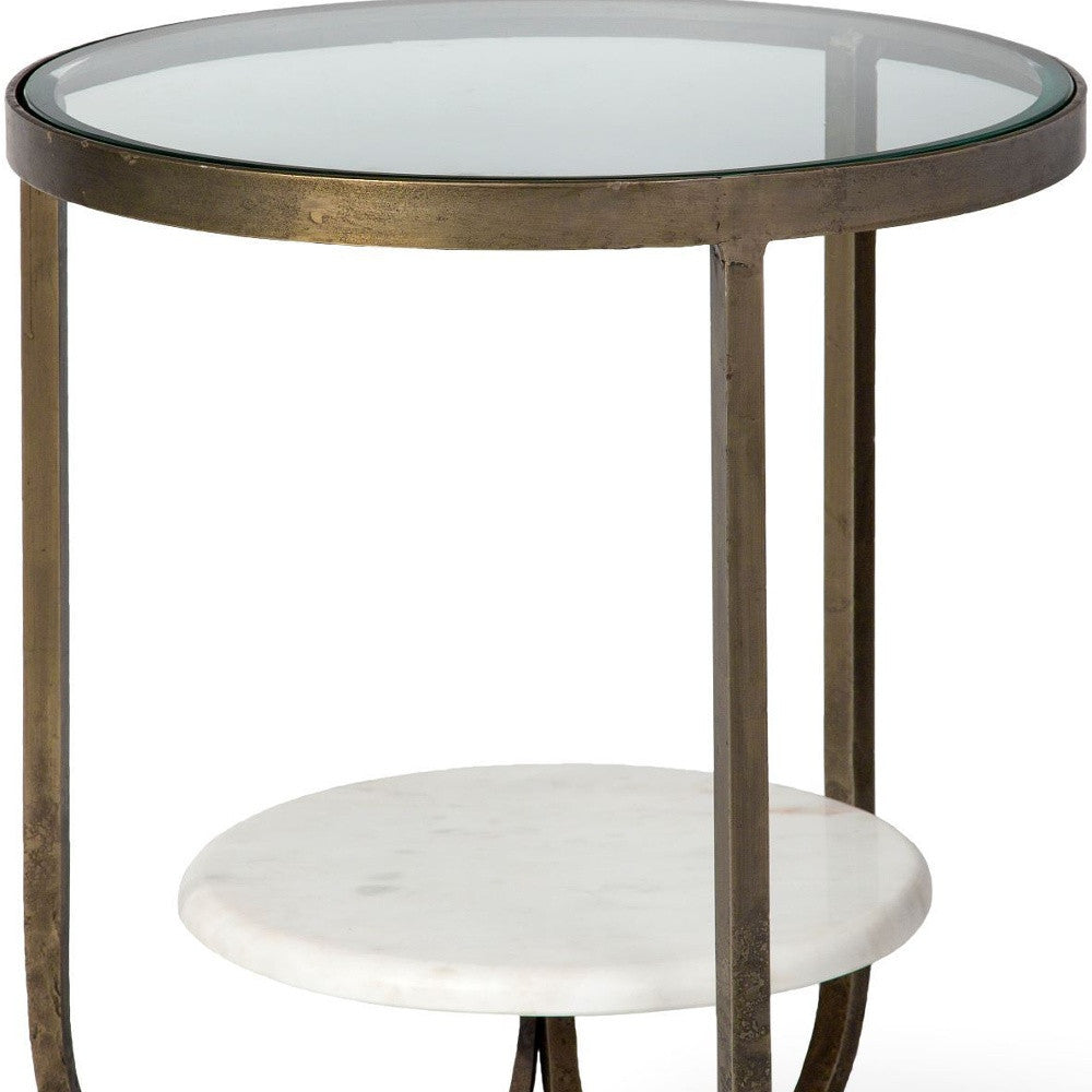 24" White Glass Round End Table - Loft&Timber