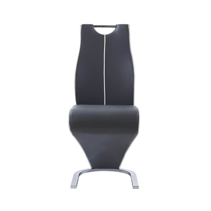 Set of Two Gray White and Silver Upholstered Dining Side Chairs - Loft&Timber