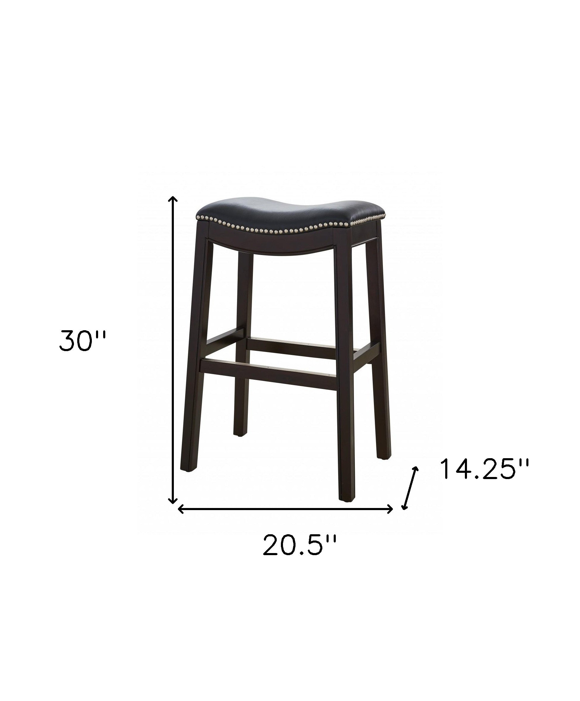 31" Black and Espresso Solid Wood Backless Bar Height Bar Chair - Loft&Timber