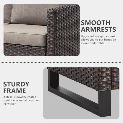 Seven Piece Outdoor Wicker Patio Furniture Set With Swivel Rockers - Loft&Timber