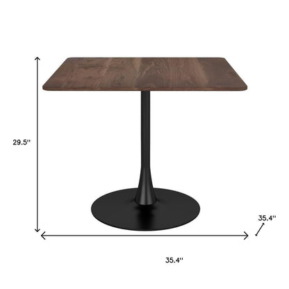 35" Square Steel Pedestal Base Dining Table - Loft&Timber