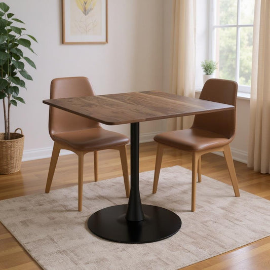 35" Square Steel Pedestal Base Dining Table - Loft&Timber