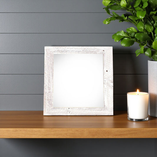 4" x 4" White Solid Wood Tabletop Picture Frame - Loft&Timber