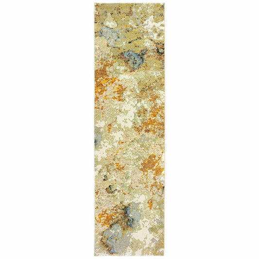 12' Gold And Ivory Runner Rug - Loft&Timber