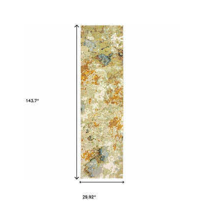 12' Gold And Ivory Runner Rug - Loft&Timber