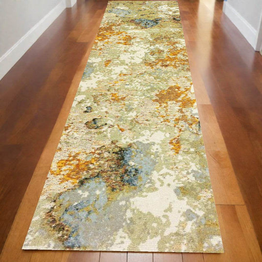 12' Gold And Ivory Runner Rug - Loft&Timber