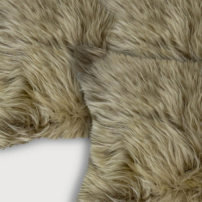 Set of Two 12" X 20" Taupe Sheepskin Lumbar Throw Pillows - Loft&Timber