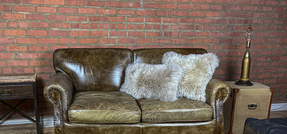 Set of Two 12" X 20" Taupe Sheepskin Lumbar Throw Pillows - Loft&Timber