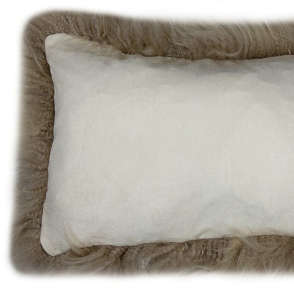 Set of Two 12" X 20" Taupe Sheepskin Lumbar Throw Pillows - Loft&Timber