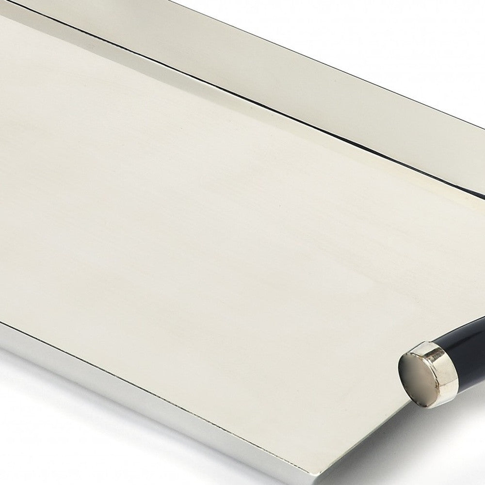 19" Silver Stainless Steel Serving Tray With Horn Handles - Loft&Timber